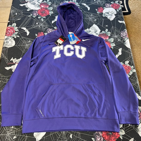 RARE 2013 NIKE THERMA-FIT TCU HORNED FROGS KO WARP PERFORMANCE HOODIE MENS LARGE
